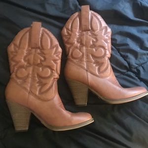 Faux leather cowgirl boots